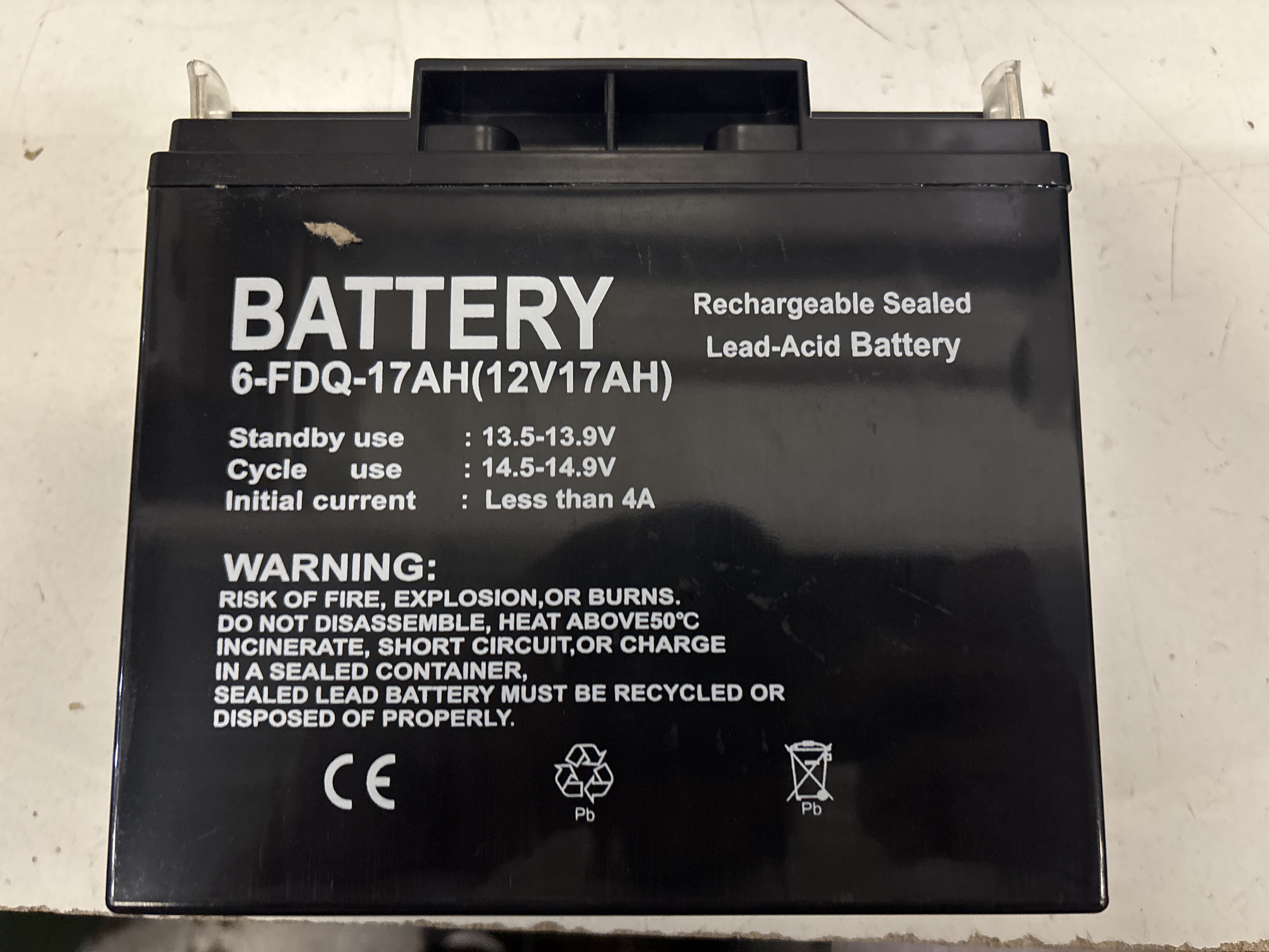 аккумулятор для бензогенератора 12V 17Ah